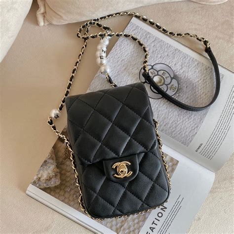 chanel phone case on chain|chanel phone bag with chain.